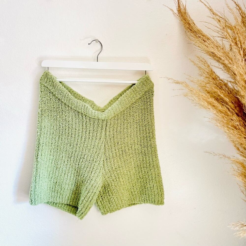 NEW BY THE RIVER NORDSTROM Mint Green Cozy Fuzzy Knit Lounge $55 Biker Shorts L